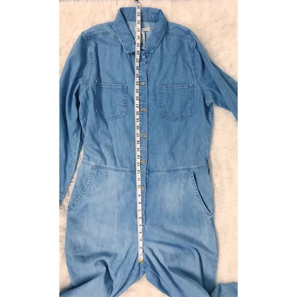 OUTERKNOWN Wyatt Long Sleeve Button Front Denim Jumpsuit Blue Size Medium New - Picture 14 of 15